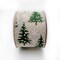 Designer's Shop WR 63-5180 Holiday Glitter Pine trees and snowflake on Burlap linen wired edge ribbons 2.5" x 10 yards